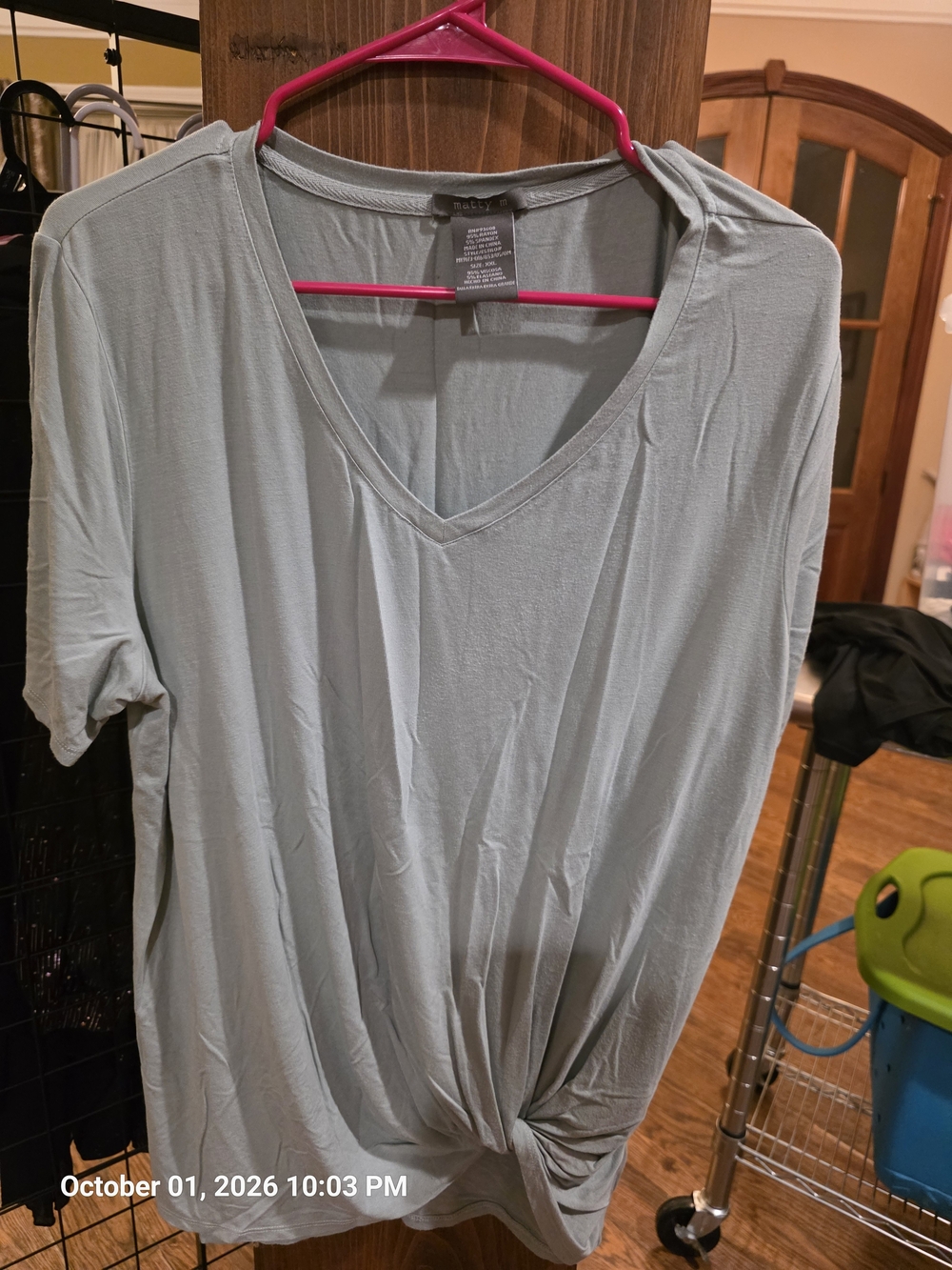Light Blue V-Neck Twist Front Women’s Top XXL